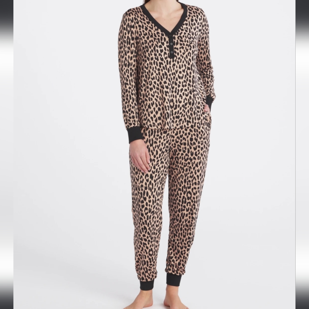 Kate Spade Janice Sleep Lounge Pajama Pjs Animal Print Cheetah 3x Cozy Gift New